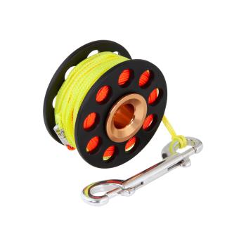 Tecline spool 30 m with spinner and stainless steel double end